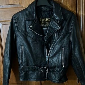 Hudson Leather Womens Motorcycle Jacket Thin insulate L Heavy Unique